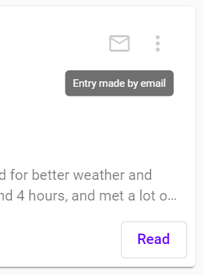 An image showing an entry made by email